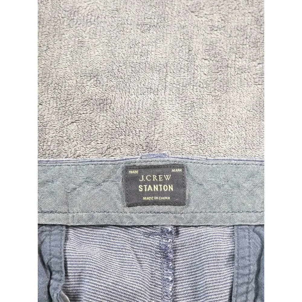 J.Crew Stanton Shorts Mens Sz 34 Blue Cotton Linen Baird McNutt Chino Casual C36